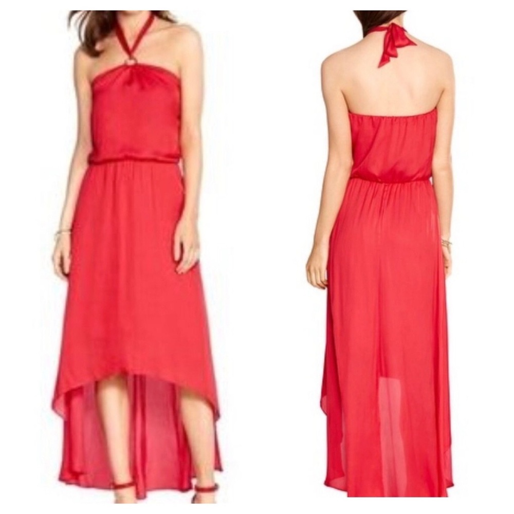 NWT WHITE HOUSE BLACK MARKET RED HI-LOW BLOUSON HALTER PARTY COCKTAIL DRESS 4
